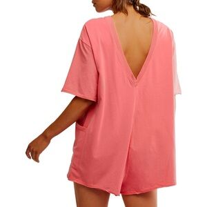 Free Poeple Hot Shot Tee Romper V-Neck Hibiscus 🌺
